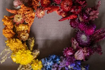 rainbow dried flower wreath